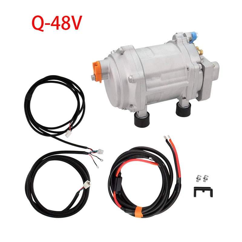 A/C 12V 24V 48V Electric Compressor Set for Auto AC Air Conditioning Car Truck Bus Boat Tractor Shop Automobile Aircon
