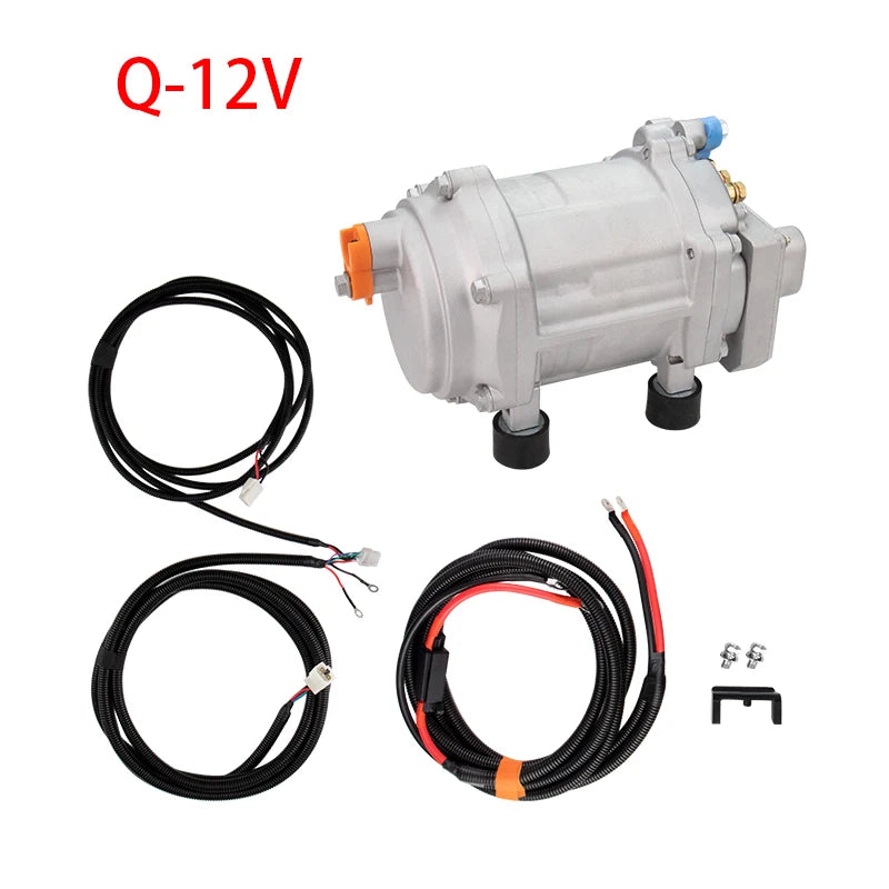 A/C 12V 24V 48V Electric Compressor Set for Auto AC Air Conditioning Car Truck Bus Boat Tractor Shop Automobile Aircon