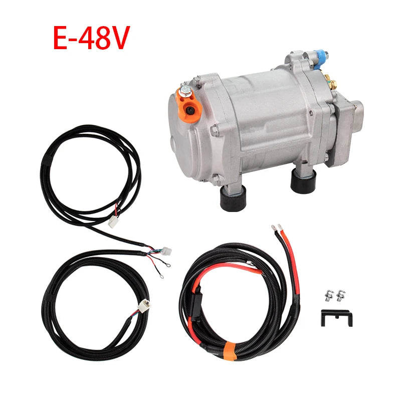 A/C 12V 24V 48V Electric Compressor Set for Auto AC Air Conditioning Car Truck Bus Boat Tractor Shop Automobile Aircon