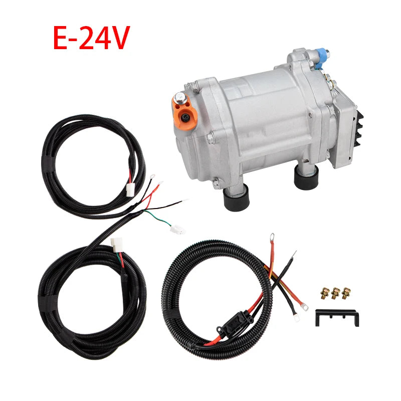 A/C 12V 24V 48V Electric Compressor Set for Auto AC Air Conditioning Car Truck Bus Boat Tractor Shop Automobile Aircon