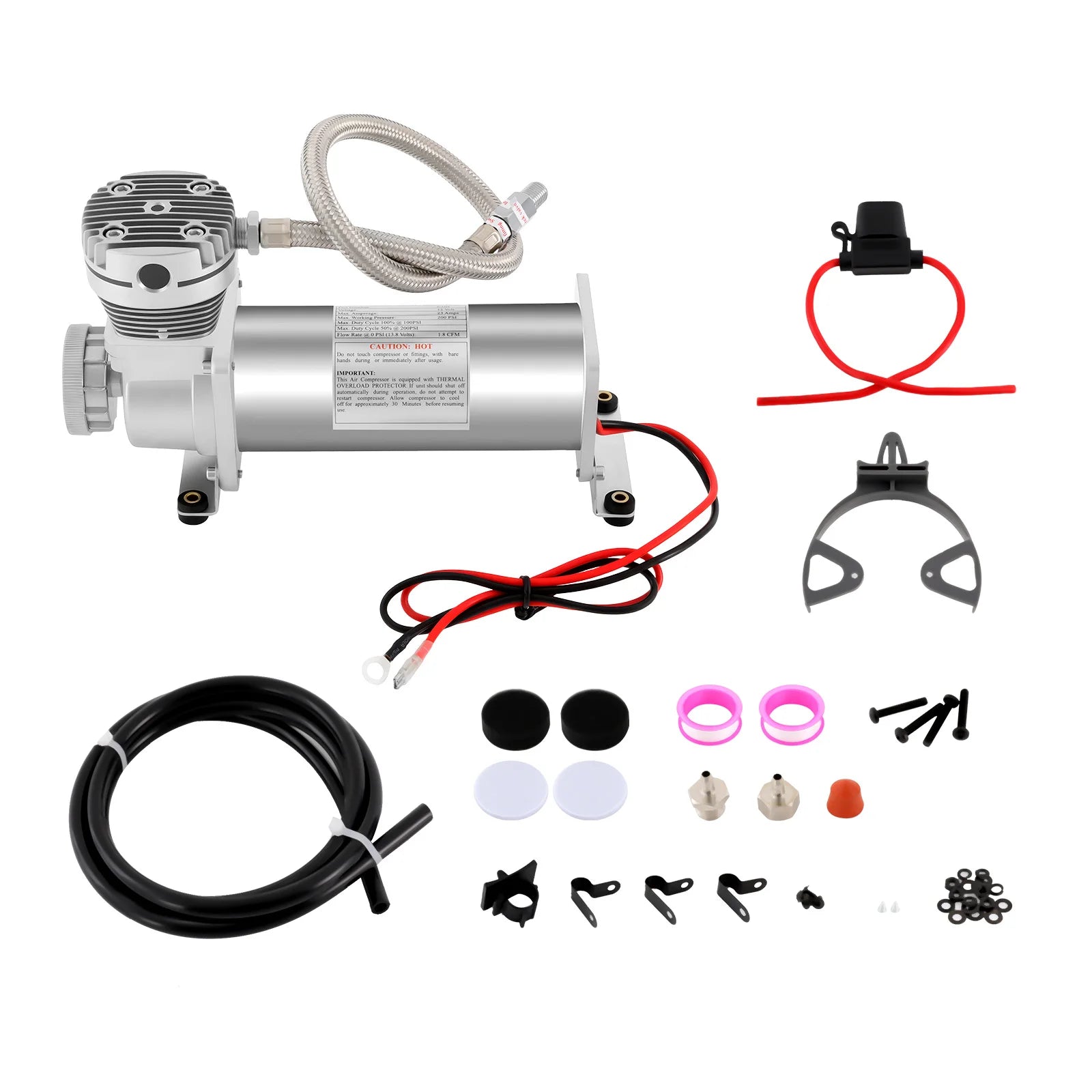 200PSI 12V  Heavy Duty Air Compressor Kit  Air Ride Suspension Compressor for car horns, pneumatic suspension systems 200-300W