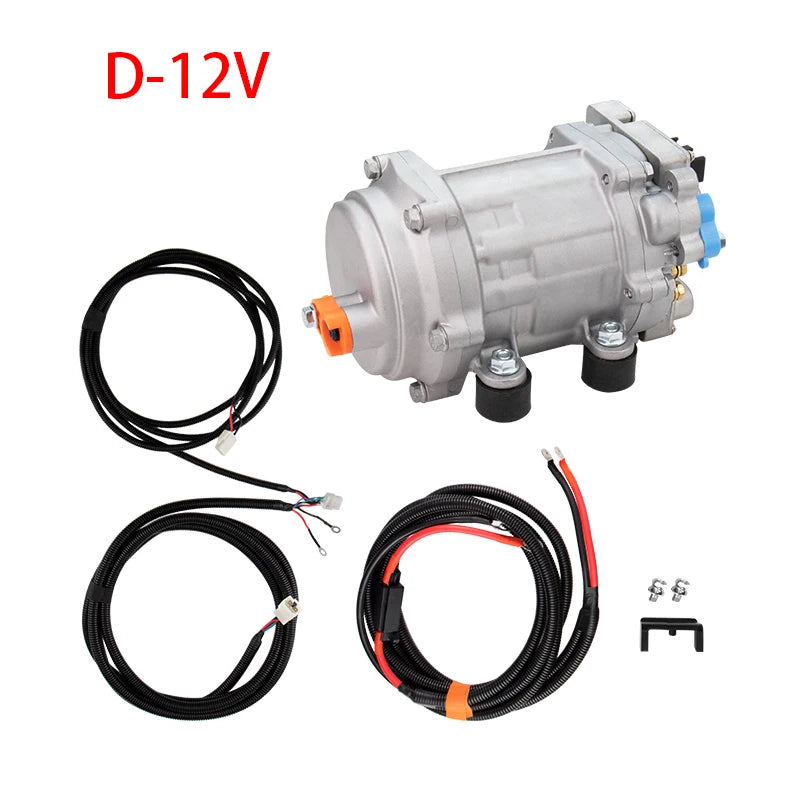 A/C 12V 24V 48V Electric Compressor Set for Auto AC Air Conditioning Car Truck Bus Boat Tractor Shop Automobile Aircon
